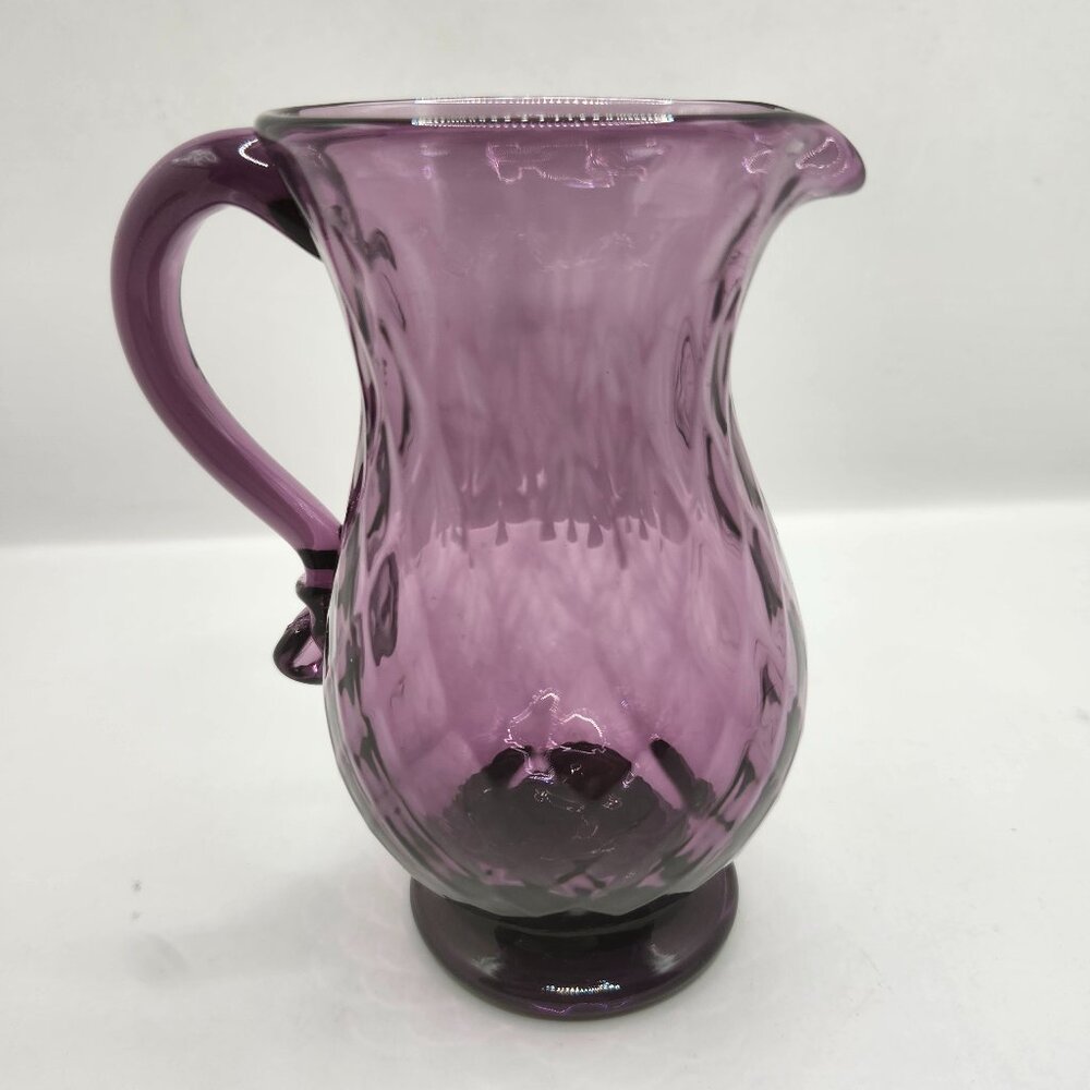 Vintage Amethyst Colored Glass Pairpoint Pitcher